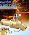 Heavy Duty Full Port Water Heater Drain Valve Three Quarter Inch NPT Inlet To Three Quarter Inch GHT Outlet Lead Free Brass