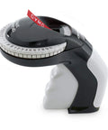 Embossing Label Maker Kit With 3 Tapes Ergonomic Handheld Labeler, side view showing dial and handle, for home DIY crafting.