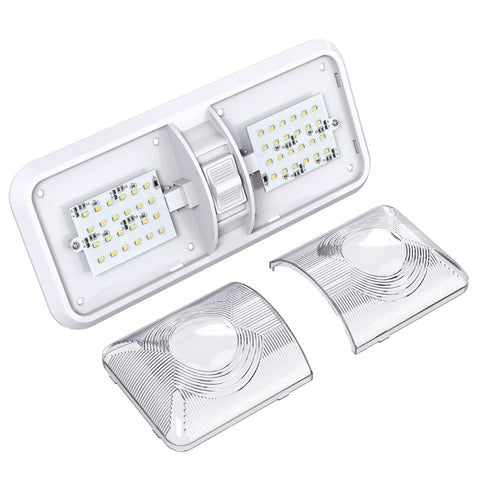 RV Ceiling Double Dome LED Light Fixture With On Off Switch For Car RV Trailer Camper Boat 12V Natural White 4000 to 4500K