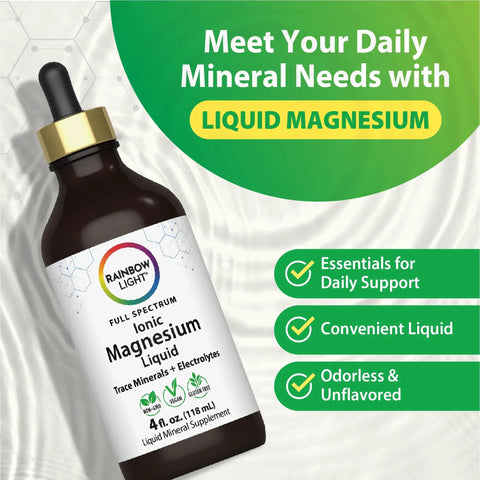 Ionic Magnesium Liquid Supplement With Trace Minerals And Electrolytes Odorless And Unflavored 4 Fl Oz Vegan Bottle
