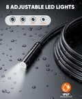 Endoscope Camera With Light For Tight Spots, 4.3 Inch HD IPS Display, IP67 Waterproof, showing LED lights and cable angle