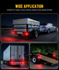 Wireless Magnetic LED Trailer Lights Kit With 7 Pin Plug on various vehicles at night, showing bright red illumination.