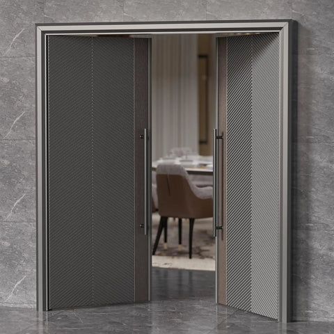 36 Inch Push Pull Door Handle Beefy Double Sided Long Barn Door Pull Handle Heavy Duty 304 Stainless Steel For Wood Glass And Metal Doors Ideal For Home Office And Commercial Use Round Bar on double doors