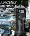 Beast 1.6 HP Submersible Sump Pump With Float Switch, 6000 GPH flow, black heavy duty design, outdoor use
