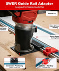 Heavy Duty Guide Rail Adapter Fits Milwaukee Compact Router Using Smooth As Butter Track Mounting And Dead On Alignment For Rock Solid Woodworking And No Sweat Precision Routing Setup with quick installation and precise fit.