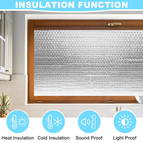 Reflective Insulation Roll 23.6 Inch By 10 Foot Bubble Aluminum Foil Sheet installed on home window for heat reduction