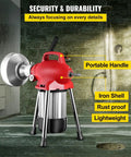 Heavy Duty Electric Drain Snake Pipe Unjammer Featuring Tough Manganese Steel Coil And Swappable Cutters To Blast Away Nasty Kitchen And Bathroom Gunk Clogs Fast with portable handle and iron shell.
