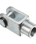 Heavy Duty M20x1.5 Air Cylinder Rod Clevis End Y Connector 94mm Length Female Thread Foot Mount 1 Pack close-up, silver steel