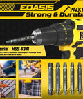 Image of a high-speed drill using the Six Piece Easy Out Screw Extractor Kit for stripped bolts and damaged screws HSS 4341.