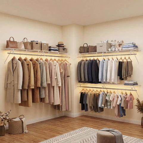 Kick Floor Clutter To The Curb With These Heavy Duty Wall Mounted Closet Shelves Featuring A Ventilated Metal Wire Rack And Sturdy Hanging Rod For Seamless Vertical Organization Setup