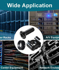 Rock Solid M6 Cage Nuts and Rack Screws Kit Made from Heavy Duty Carbon Steel for Server Racks and Computer Cases, hardware detailing.