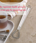 Stainless Steel Mini Egg Whisk And Handheld Milk Frother Foamer For Creamy Coffee Barista Grade Milk Frother Egg Beater on counter