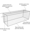 Diagram of Batting Cage Net For Baseball And Softball Practice, HDPE Netting With 42 Twine, 12 By 14 By 35 Feet, Overlap Door.