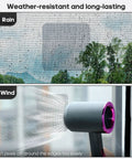 DIY Window Screen Patch Repair Kit With 14 Sheets Grey Black 3 Size Options Strong Adhesive Fiberglass Tape installed on window during rain and wind test