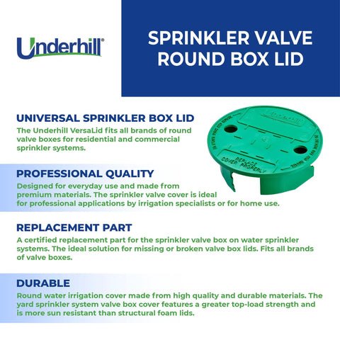 VersaLid Round Sprinkler Valve Box Cover 6 To 7 Inch Universal Fit For Automatic Irrigation System Green product features