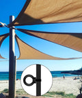 4 Pack M6 Lifting Eye Bolts 12mm Black Stainless Steel Eyebolts 304 installed on tensioned beach shade sail