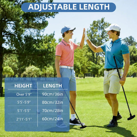 Two Way Mini Golf Set For Adults And Beginners, Adjustable Length Putters For Left Or Right Handed Players, golfers high-fiving