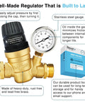 Renator RV water pressure regulator with gauge; brass, lead-free, adjustable for camper.