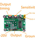 2 Pack HC-SR501 Human Body Infrared PIR Motion Detector Sensor Module For Arduino Raspberry Pi And DIY Projects, green 32x24mm PCB with timing, sensitivity and reset pins