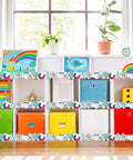 Lab Themed Bulletin Board Border 65.5 Feet Long 2.8 Inch High for colorful classroom decor on cubby shelf display; kid friendly.