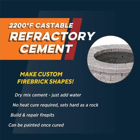 Castable Refractory Cement For High Temperature Fireplaces And Wood Stoves 12.5 Pound Easy Mix DIY Friendly No Heat Cure Perfect