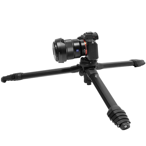 Carbon Fiber Travel Tripod With Pro Level Stability, Fast Setup And Takedown, Ergonomic Ball Head shown with camera mounted