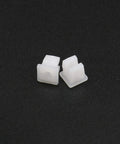 Two white plastic vehicle screw grommets, heavy-duty, fitting 7x7mm holes, for secure installation in car, truck, or boat.