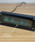 Top Shelf Angled Stand For AK2515 Audio Spectrum Analyzer displaying audio frequency levels on a wooden desk.