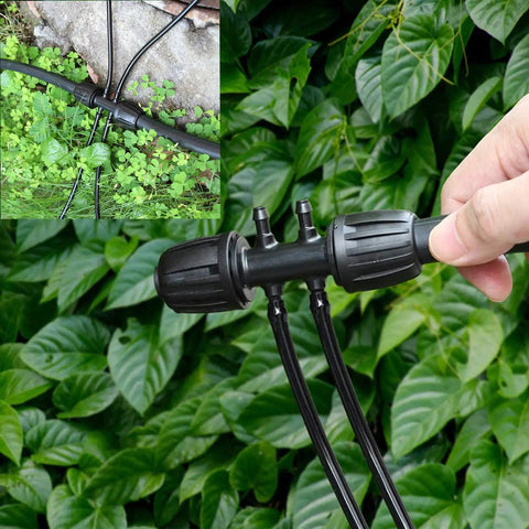 10 Pack Barbed Tee Irrigation Fittings For 1/3 Inch To 1/4 Inch Tubing, 6 Way Adapter In Garden, Anti Drop Quality, Black