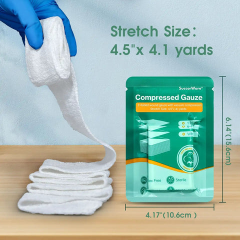 8 Pack Sterile Z Fold Gauze Rolls 4.5 Inch By 4.1 Yards 6 Ply Wound Compression for first aid and trauma kits