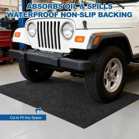 Garage Oil Spill Mat 36 By 59 Inches Dual Layer Absorbent Felt Top With Rubber Backing Waterproof Non Slip Reusable Maintenance Pad under parked car
