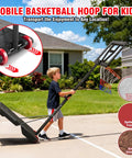 Child with Kids Adjustable Basketball Hoop System Portable 3 To 7 Ft For Backyard Driveway Or Indoor Play With Shatterproof Backboard