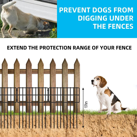 Dog Dig Fence Barrier Kit With 25 Panels, 17 Inch High By 27 Feet Long, One And A Quarter Inch Gap, installed to stop digging