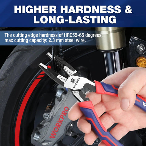6 In 1 Lineman Pliers With Wire Cutter And Stripper 8 Inch Multipurpose Pliers being used on a motorcycle wire