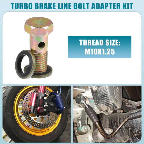 Turbo Brake Line Bolt Adapter Kit With Washers For Cars M10x1.25 Thread bronze bolt with 2 washers for car brake fittings