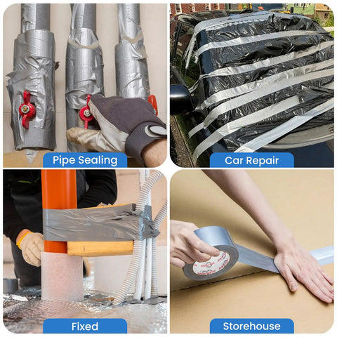 Heavy Duty Silver Duct Tape 2 Inch By 30 Yard Waterproof Industrial Tape For Everyday Repairs And Quick Fixes, Tough As Nails Industrial Strength Adhesive That Binds To Metal, Plastic, Cardboard, And More, One Roll used for pipe sealing and car repair