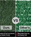 Comparison of faux ivy privacy fence panel for outdoor spaces heavy duty hedge screen with realistic leaves versus another brand