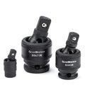 Impact Universal Joint Set, Three Piece For One Quarter Inch, Three Eighth Inch, And One Half Inch Drive, Manganese Phosphate Finish