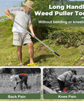Long Handle Weed Puller Tool 60 Inch Two In One Garden Rake And Hoe For Weeding And Uprooting Deep Roots In Yard Lawn Patio Manual Weeding Tool