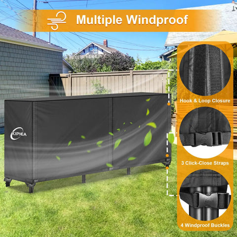8-Foot Waterproof Firewood Rack Cover With Windproof Buckles And Velcro For Outdoor Wood Storage