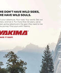 Image promoting adventure with scenic mountains and trees background, featuring Yakima logo and tagline.