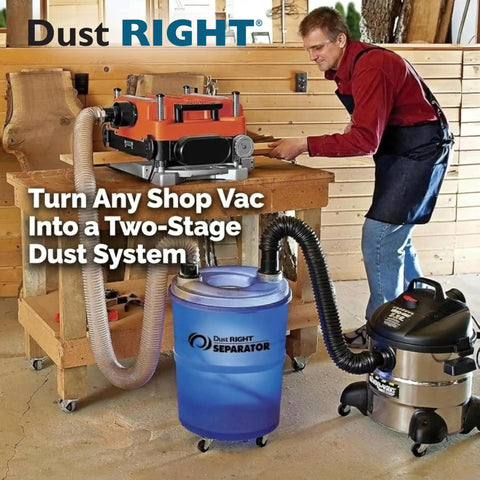 Cyclone Dust Separator Kit With 36 Inch Flex Form Hose For Shop Vacs Turns Any Vacuum Into A Two Stage Woodworking Dust Extractor For Sawdust And Wood Chips Debris 10 Gallon Translucent Bucket