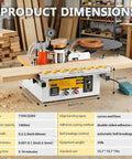 Edge Banding Pro Tool With Auto Cutting And Smart Temperature Control for precise panel work, showing dimensions and specifications