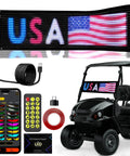 Programmable Flexible LED Eye Lights For Golf Cart And Vehicles 23x5In With App And Remote Control, displayed on a golf cart.