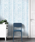 Blue And White Stripe Peel And Stick Wallpaper Self Adhesive Contact Paper Long Roll 17.7x472 inch in a modern room setting