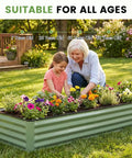 Galvanized Raised Garden Bed Kit 8x2x1 Ft Outdoor Metal Planter Box Olive Green Heavy Duty With Gloves For Vegetables And Flowers
