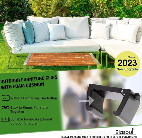 Tough As Nails Heavy Duty Outdoor Furniture Clips For Wicker Patio Sets, Twist Lock Aluminum Clamps, 2023 Upgrade With Foam Cushion.