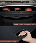 OEM Style Cargo Cover for Mazda CX50 and CX50 Hybrid 2023-2026 showing ergonomic handle and no trunk space usage