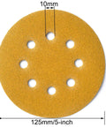 5 Inch 8 Hole Hook And Loop Sanding Discs Set With Pro Grade Assorted Grits 60 80 120 150 220 320 400 In Gold
