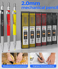 Kickass 44 Piece Carpentry Marking Kit With Heavy Duty Construction Pencils showing 2mm mechanical pencils and refills for precision work.